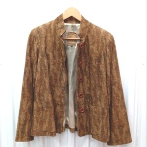 Uru Recoleta US Cueros Suede Leather Feather Print Blazer Jacket